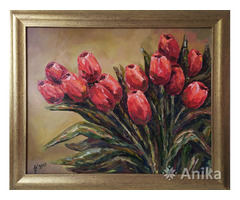 Картина маслом Красные тюльпаны