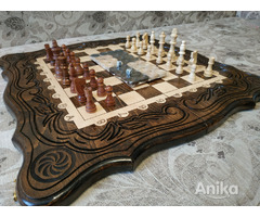 Нарды шахматы из натурального дерева размер 60х60 - Image 10
