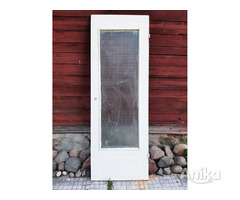 Дверь межкомнатная СССР деревянная с узорчатым стеклом без коробки